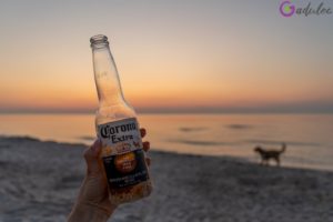 Piwo Corona na plaży w Karwi